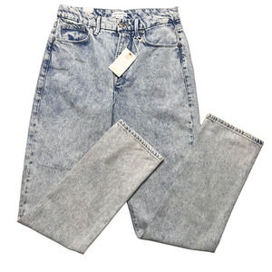 Good American Good Boy Slouchy Straight Jeans 4/27 Acid Wash Light Blue Denim